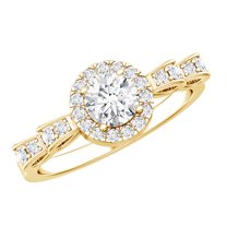 Rosec Jewels Lab Grown Diamond Promise Engagement Ring, EF-VS Quality - With Jewelry Box, 14K Yellow Gold, US 11.50