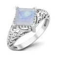 thumbnail image 2 of 1.30 Ctw Square Rainbow Filigree 925 Sterling Silver Solitaire Valentines Day Gifts Ring, 2 of 4