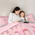 thumbnail image 4 of Erosebridal Dreamy Glitters Print Twin Bedding Sets for Girls, Pink Bling B Letter Bedding Comforter Set, Pink Reversible 7pcs, 4 of 6