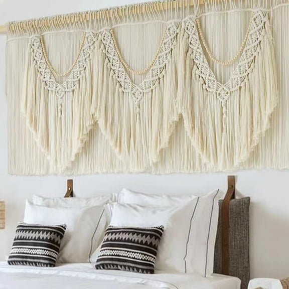 Macrame Wall Decor 75" W x 35" L Extra Large Macrame Wall Hanging Craftsmanship Boho Wall Decor