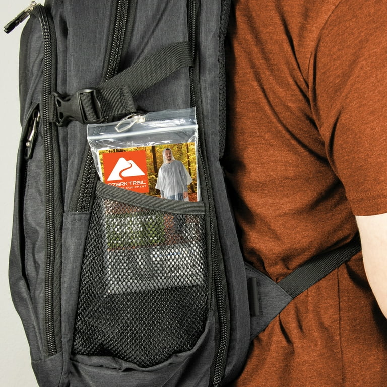 Ozark Trail Clear Hooded Adult Unisex Emergency Poncho, One Size Fits Most