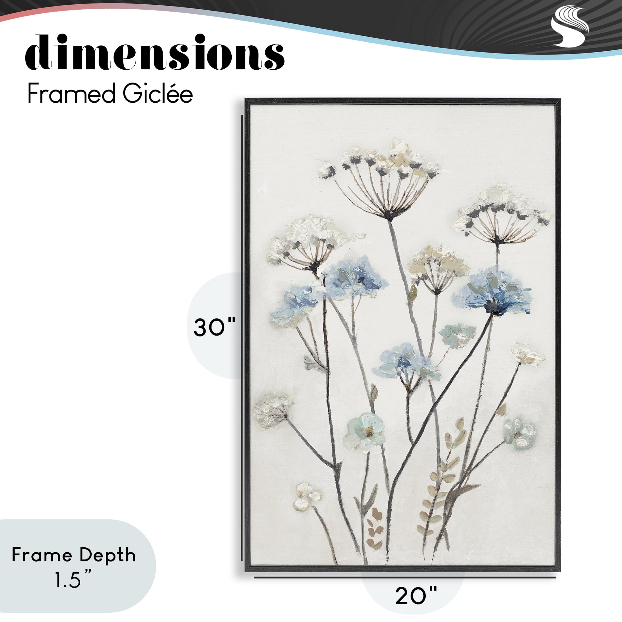 Stupell Industries Soft Jardin Azul Black Framed Giclee Art, design by Patricia Pinto