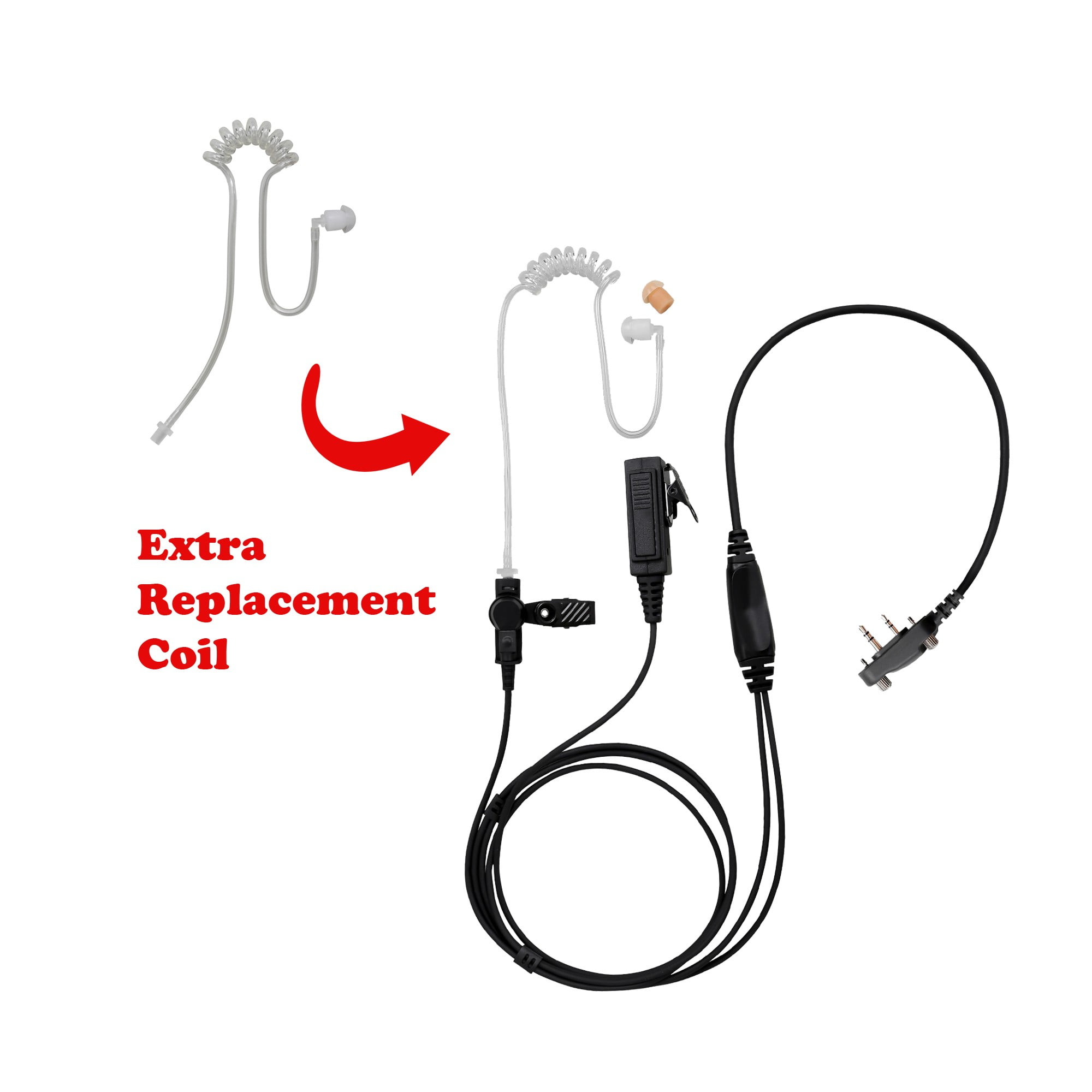 2-Wire Clear Coil Surveillance Kitr for ICOM IC-F3011 F4011 F3021 F4021 F3062