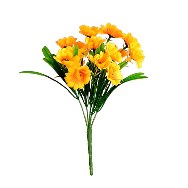 Yuarrent Flores artificiales de girasol, 2 uds., 5 ramas, 15 cabezas, flores falsas baratas, decoración rústica para bodas, suministros para Flores artificiales amarillo