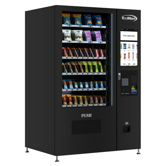 Non-Refrigerated Snack Vending Machine with 60 Slots and 22 Inch Touch Screen with Bill Acceptor in Black (KM-VMNT-50-B)