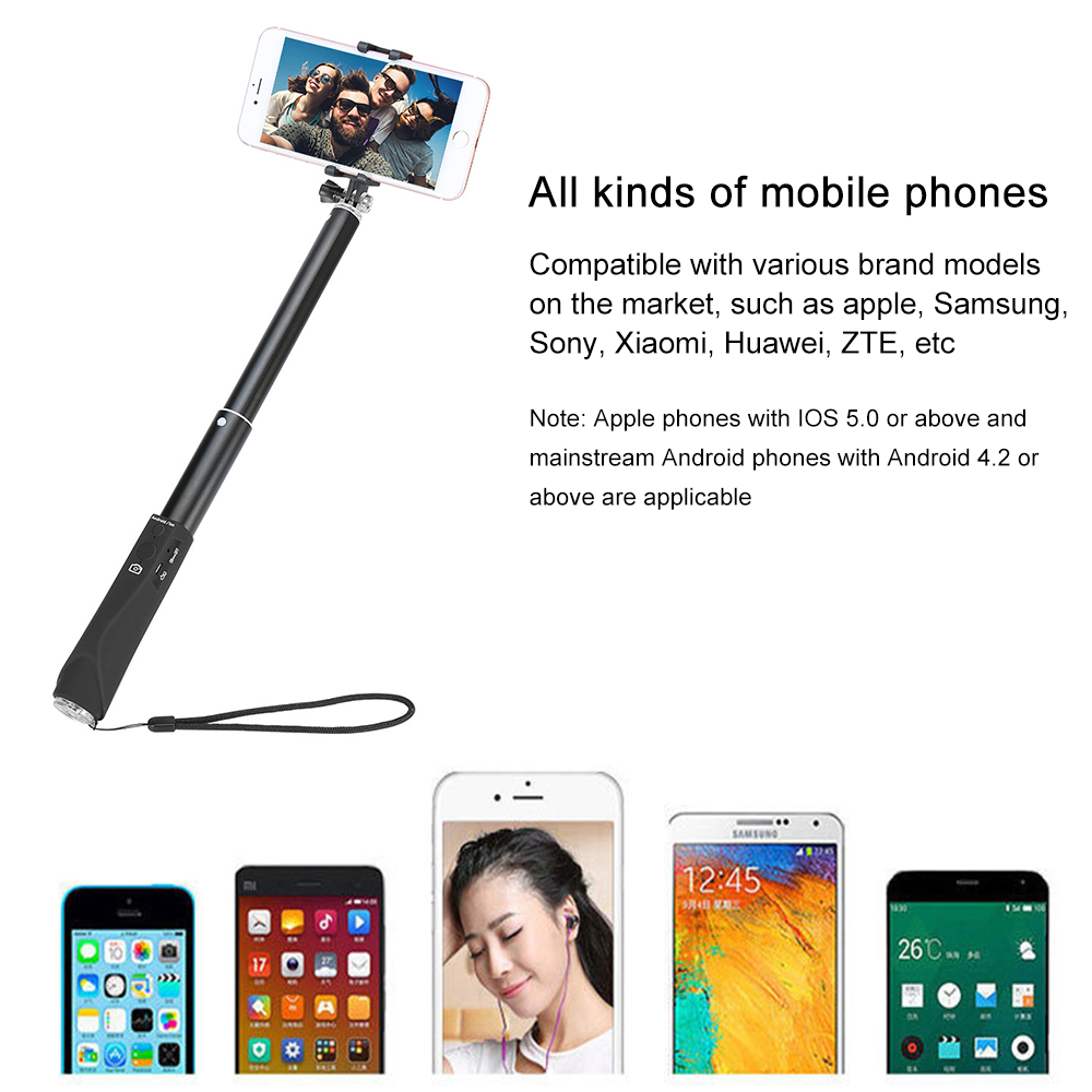 Compatible for iPhone 5 & Most Android/iOS Smart Phones Wireless Bluetooth Selfie Stick and Tripod Combination 