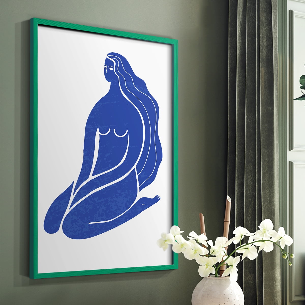 Matisse CIX Framed Print in Green Solid Wood 22 x 28 Framed Print