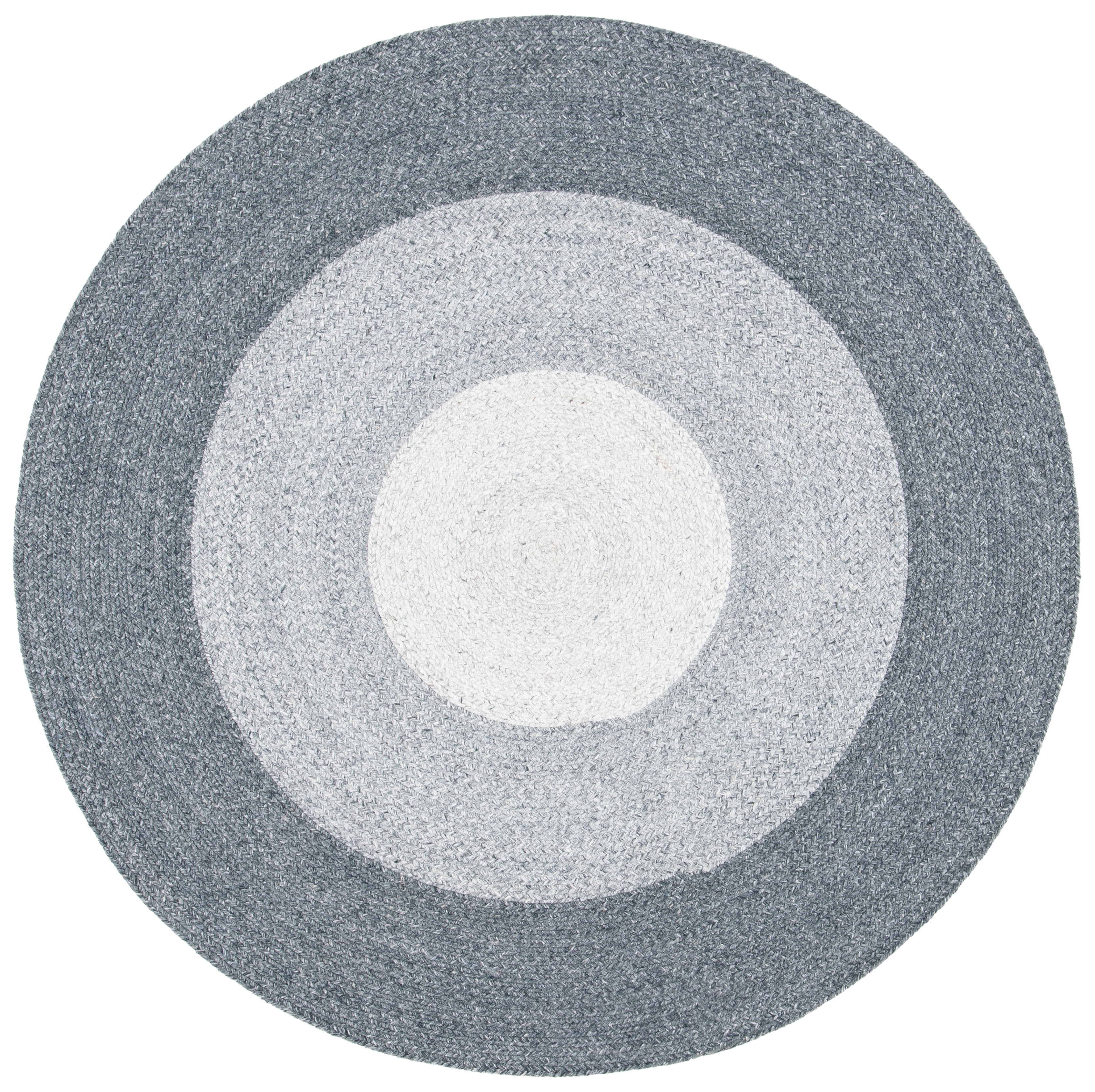 SAFAVIEH Braided Osmond Geometric Polyester Reversible Area Rug, Dark Gray/Ivory, 10' x 10' Round