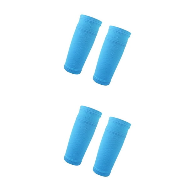 Soidarity 1 par de calcetines de espinilla de fútbol adultos niños pierna de alta elasticidad almohadillas de fútbol engranaje patear pelota protector Azul/L 2piezas Soidarity CBP587083