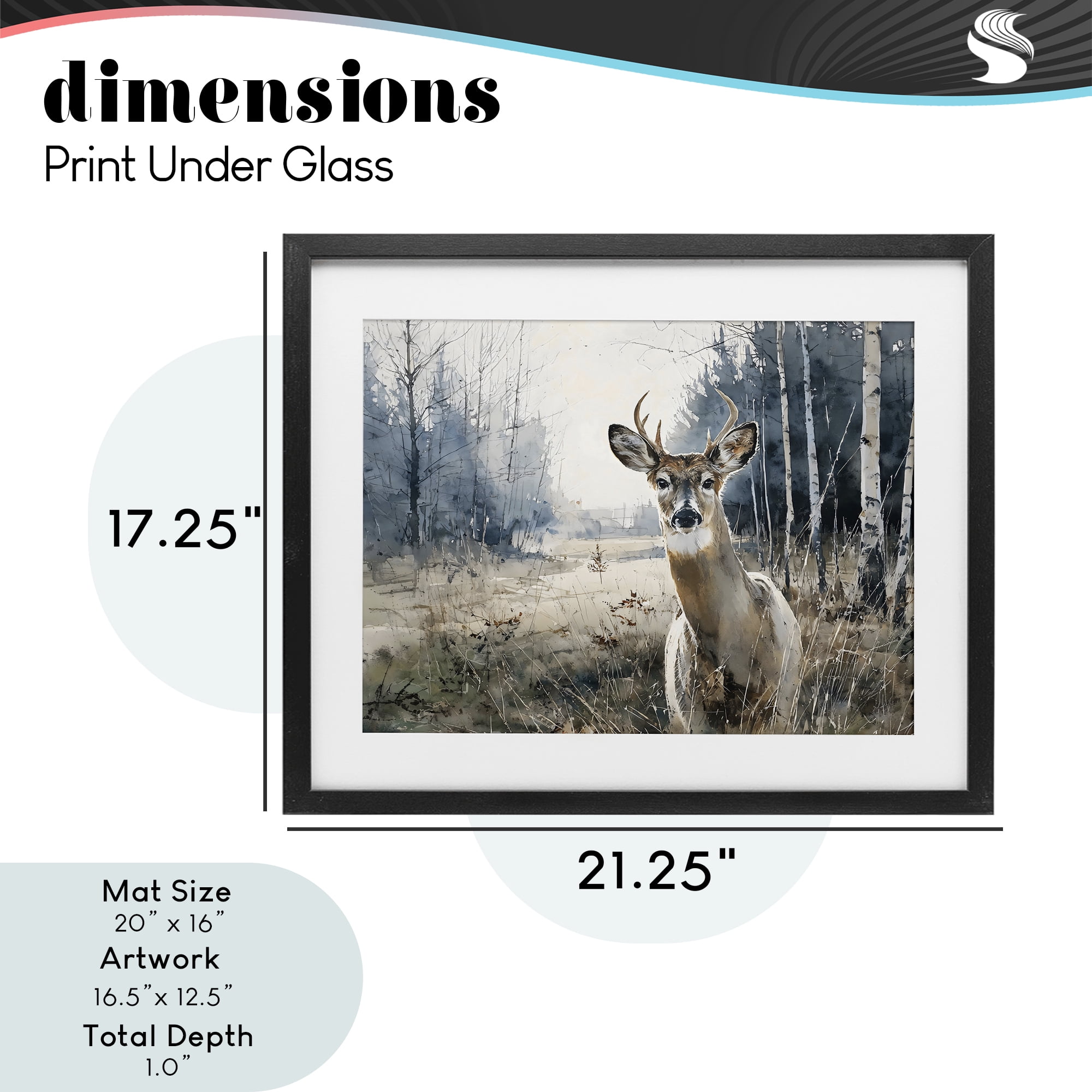 Stupell Industries Deer in Winter Wilderness Black Framed Print Under Glass, design by Franklyn Gregory