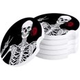 thumbnail image 1 of FMSHPON Skeleton Biting The Rose Set of 4 Car Coaster for Drinks, Absorbent Ceramic Stone Coasters Cup Mat with Cork Base for Home Kitchen Room Coffee Table Bar Decor, 1 of 5