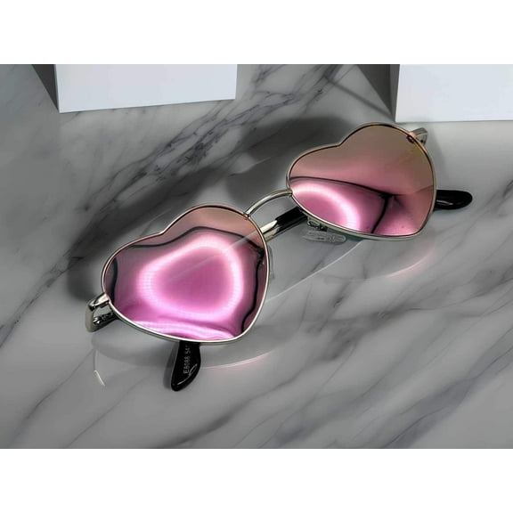 Heart Shape Heart Sunglasses Retro Vintage Boho Silver Pink