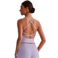 thumbnail image 4 of IDOPIP Womens Cross Back Athletic Tank Tops with Bulit in Bra V Neck Longline Sports Gym Bra Workout Yoga Pilates Tops, 4 of 6
