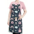 thumbnail image 5 of Dark Blue Princess Castle Pattern Apron-Garden Aprons for Women with Pockets-Cotton Linen Waterproof Kitchen Cooking Gardening Aprons Adjustable for Kitchen,Cooking,BBQ and Salon 33x27 Inch, 5 of 7