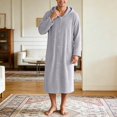 thumbnail image 2 of XIAOCHA Men's Hooded Front Button Bath Robe Long Sleeve Relaxed Fit Fall Night Gown, 2 of 5
