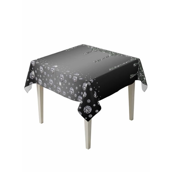 Black Grey Table Cloth, Modern Abstract Diamond Luxury Gradient Waterproof Tablecloth for Square Tables, Reusable Washable Fabric Table Cover for Restaurant Kitchen Dining Tables 54"x54"