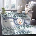thumbnail image 6 of Christmas Blue Snowman Area Rug 2.7x5ft Winter Snow Scene Pine Tree Forest Bird Non-Slip Washable Square Rugs Soft Felt Indoor Floor Mat for Bedroom Kitchen Living Room Bathroom, 6 of 8