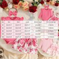 thumbnail image 2 of Cdudpw Infant Girl Fall Outfits Baby Girl Romper Suspender Dress Skirt with Headband 3Pcs Festival Clothes(Z153-Pink), 2 of 7