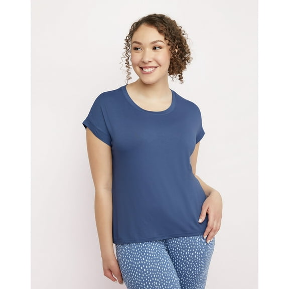 Maidenform Short Sleeve Hi-Low Hem Tee Chateau Blue Women's Size 1X