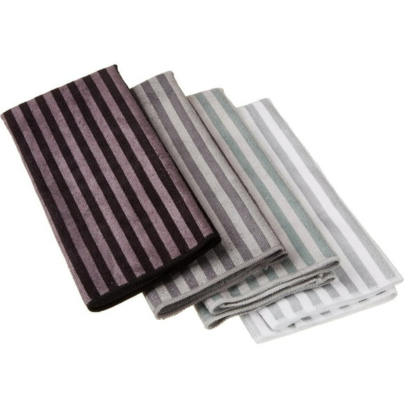 Contemporary Home Living Striped Microfiber Kitchen Dish Towels - 26" - Multi - Set of 4