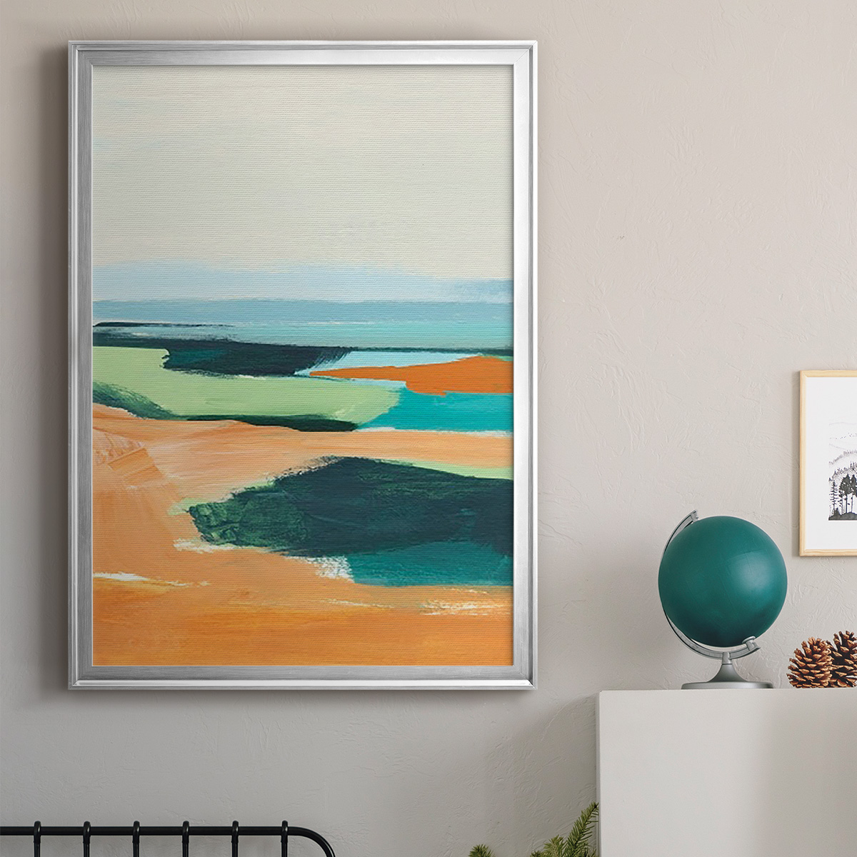 Aqua and Orange II Premium Framed Print, in Gold, Black, or Silver - Ready to Hang