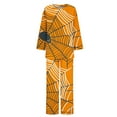 thumbnail image 5 of QIUOMBBP Fall Pajamas Women Halloween Funny Graphic 2 Piece Outfits Long Sleeve Round Neck Shirts and Pants Loose Lounge Set, Orange, XXXXL, 5 of 6