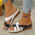 thumbnail image 2 of Wovix Women'S Slipper Open Toe Color Block Crossband Walking Sandals Wedge Platform Casual Shoes Indoor Outdoor Shoes Black 37, 2 of 8