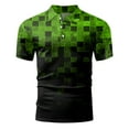 thumbnail image 3 of Polo à Rayures en Polyester Vert pour Hommes, Mode Été Décontractée Impression Numérique 3D Col à Revers Bouton Manches Courtes, 3 of 3