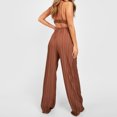 thumbnail image 4 of Señoras Sling Top Pantalón largo Color sólido Cuello en V Top Pantalones de pierna ancha Traje de vacaciones Hugtrwg Para estrenar, 4 of 6