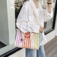 thumbnail image 4 of KURT GEIGER LONDON Bolsos de lona de gran capacidad, bolso de hombro a rayas de colores, bolso cruzado de ocio para mujer, 4 of 5