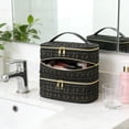 thumbnail image 1 of Neceser de viaje para baño, organizador de cosméticos, resistente al agua, con cremallera, para mujer, bolso de mano para brochas de maquillaje, para Oro Negro, 1 of 8