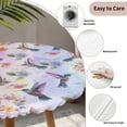 thumbnail image 3 of Pink Purple Hummingbird Round Tablecloth for 55-60 Inch Tables,Fitted Table Cover with Elastic Edge,Spring Watercolor Flowers Leaf Plant Waterproof Outdoor Table Cloth Protector for Patio Dinner, 3 of 9
