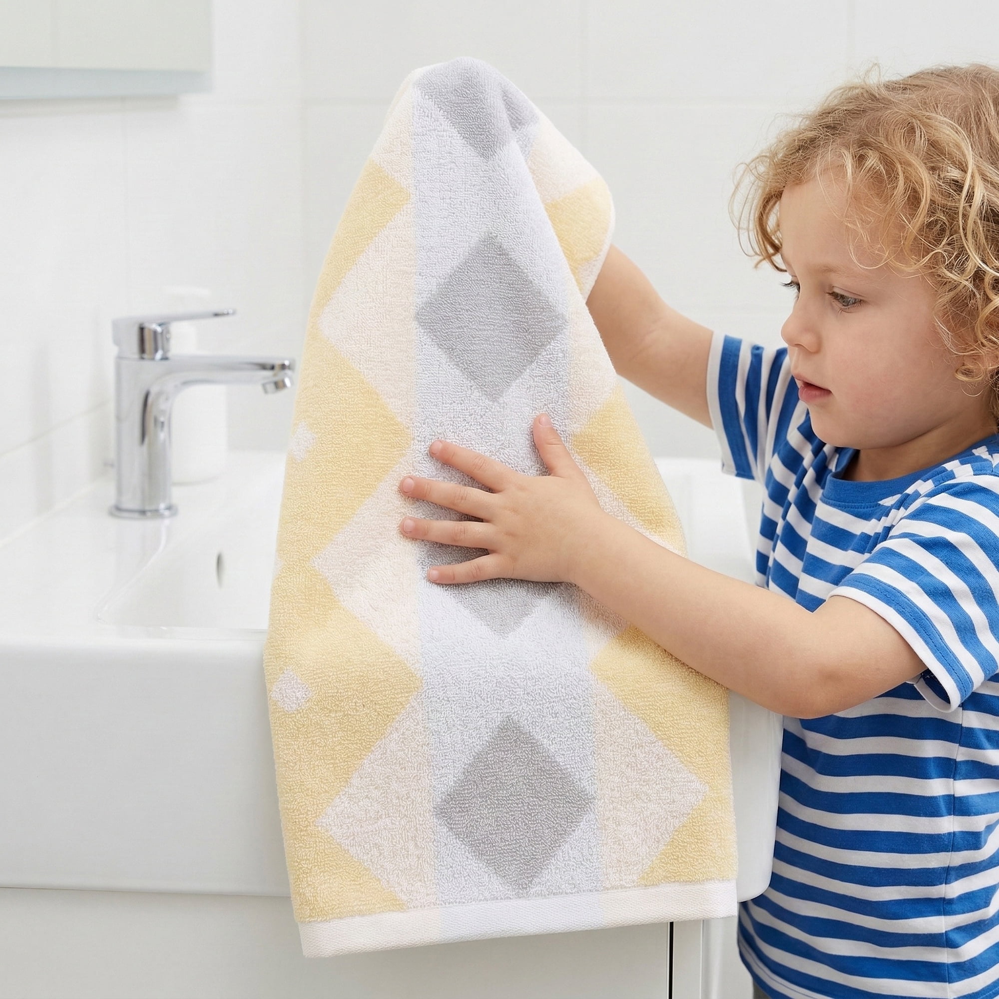 Unique Bargains Geometric Rhombus Cotton Soft Color Block Hand Towel Orange 2pcs 28" x 13"