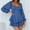 Blue, variant on SELONE Womens Jumpsuits Dressy Long Sleeve Short Bandage Long Pant Ladies Travel Comfortable Vacation Flowy Rompers Jumpers and Rompers Casual Square Collar Bandage Lotus Leaf Solid Color Blue S