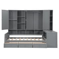 thumbnail image 5 of LHYY Twin Size Wooden Daybed With Three Drawers,and All-in-One Cabinet,Desk and Shelves,Gray, 5 of 12