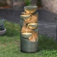 thumbnail image 2 of LuxenHome Modern Gray Resin Tiered Bowls Outdoor Fountain with Lights, 2 of 10