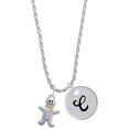 thumbnail image 1 of Delight Jewelry Two-tone Gingerbread Man with Crystal Buttons Silvertone Script Initial Disc - C - Charm Necklace, 20"+3", 1 of 4