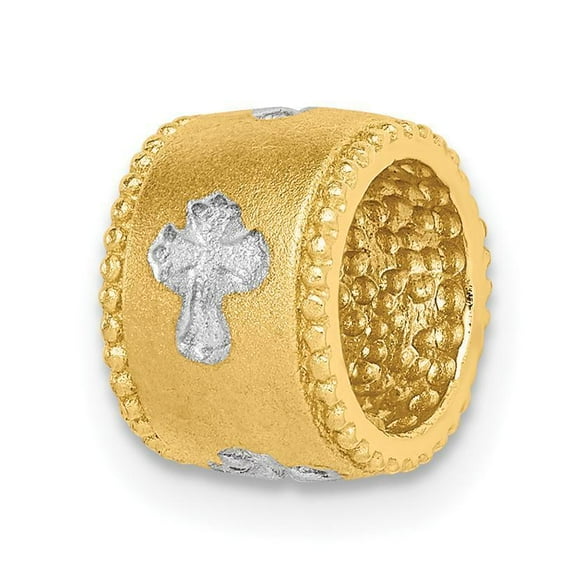 Diapositive Croisée Brossée en Or Bicolore 14 K