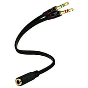 Headphone Splitter For Computer 3.5mm Female to 2 Dual 3.5mm Male Headphone Mic Audio Y Splitter Cable Smartphone Headset to PC Adapter