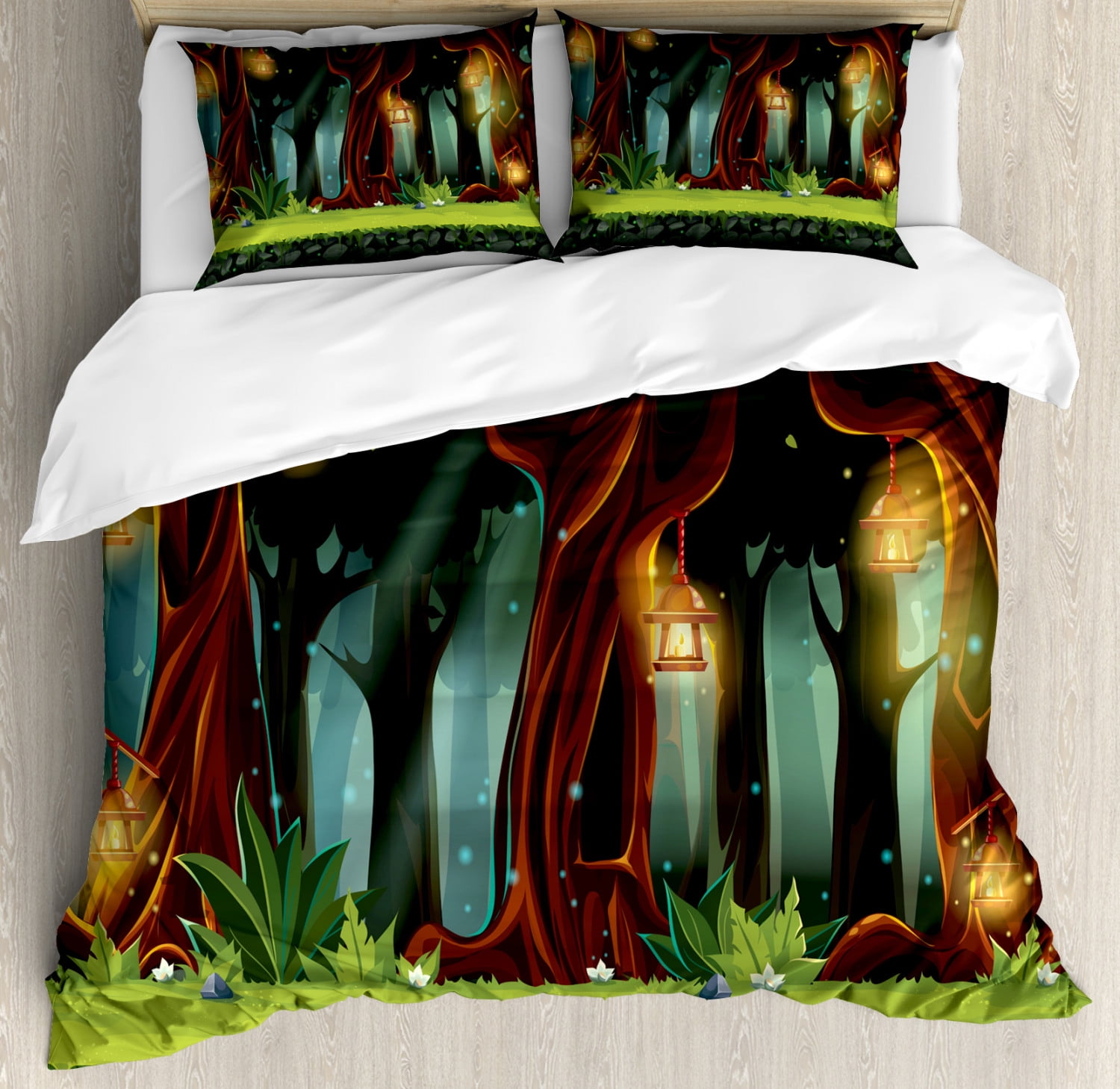 Fairy Tale King Size Duvet Cover Set Enchanted Forest With