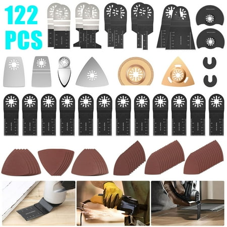 

BUTORY 122PCS Universal Wood Metal Oscillating Multitool Quick Release Saw Blades High Precision Swing Blades Kit
