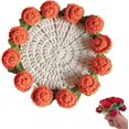 thumbnail image 6 of Finished Product Rose Bouquet Coaster, Vintage Crochet Flower Blanket Coasters, Handmade Rose Knitted Coaster for Home Decor Tabletop Protection (Blue), 6 of 6