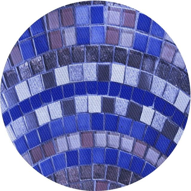 Ahgly Company Tapis Rond Lavable en Machine Intérieur Transitionnel Bleu Cobalt, 8 Pieds Rond
