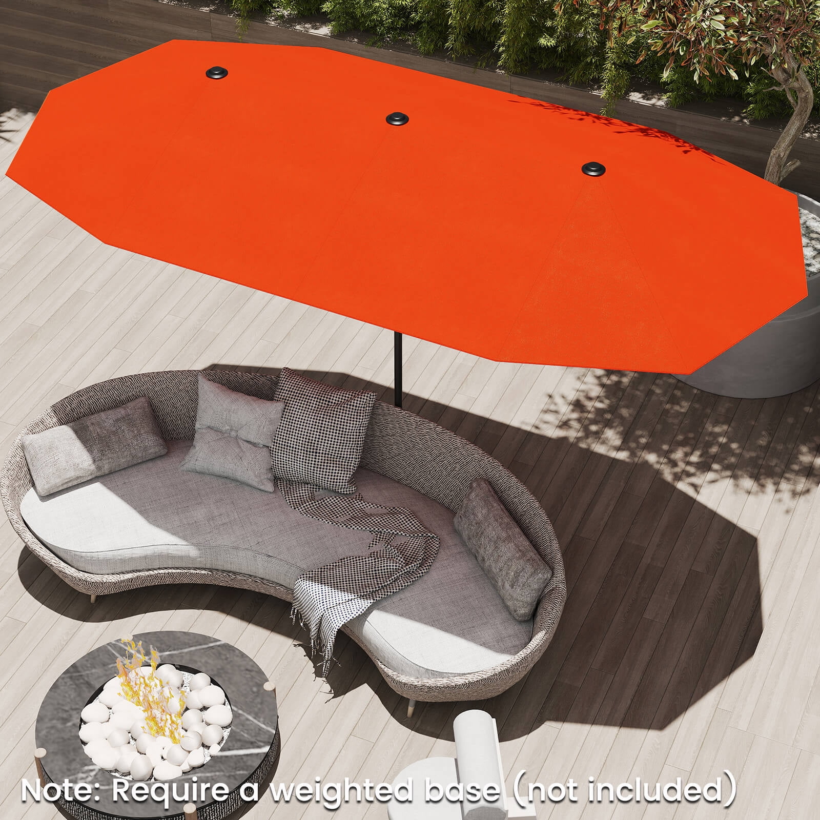 Costway 13 FT Large Patio Umbrella Outdoor Double-Sided Table Market Umbrella for Garden Orange