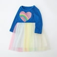 thumbnail image 2 of Odeerbi Kids Girls Rainbow Tulle Dress Spring Valentine's Day Cute Sequin Dresses Fashion Long Sleeve Round Neck Heart Printed Dress Colorful Mesh Dress Kids Girls Clothes, 2 of 7