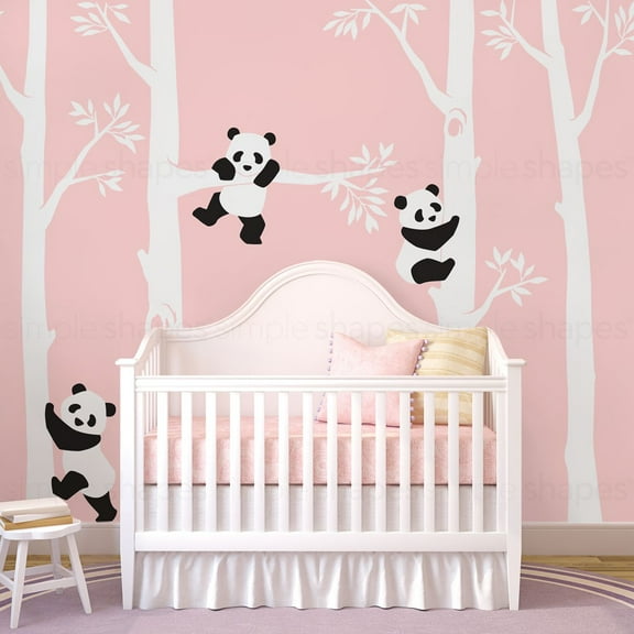Trees with Pandas Wall Decal - Scheme B- 96" Tall Trees