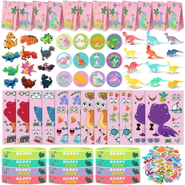 Artículos para fiestas con dinosaurios Junkin, 122 unidades, color rosa