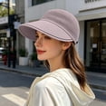 thumbnail image 2 of AJGRHE Women's Knitted Breathable Wide Brim Sun Hat Casual Summer Outdoor Beach Travel Accessory Wide Brim Sun Hat for Women Beach Visor Cap Sports Golf Hiking Pink One Size, 2 of 4