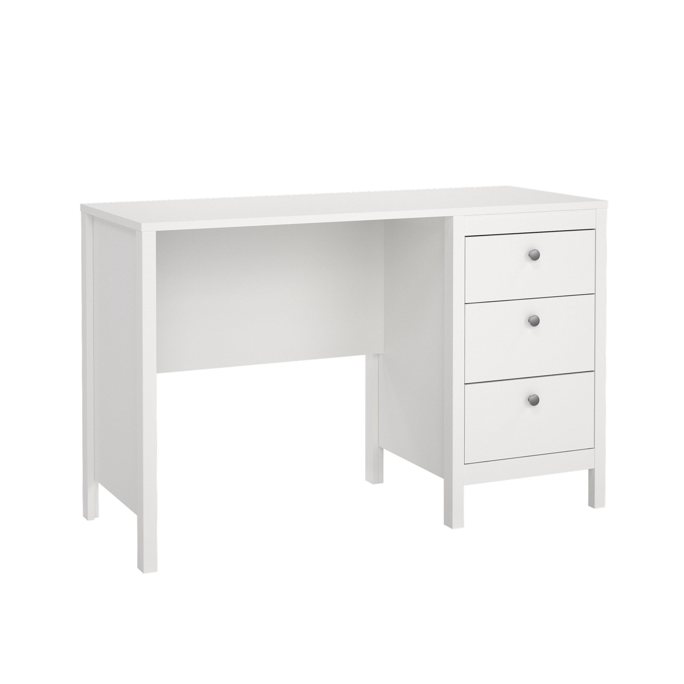 Tvilum Madrid Home Office Writing Desk with 3 Storage Drawers for Adults, White