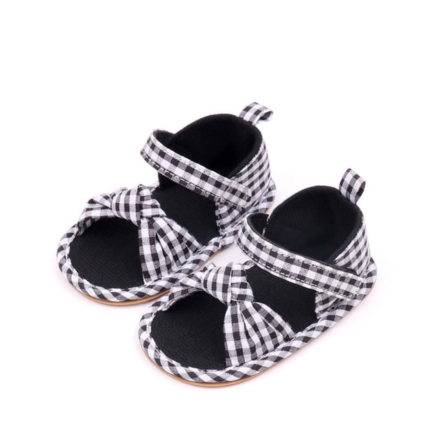 Puntoco Nuevos Zapatos De Verano Para Bebés, Zapatos De Tela De Suela Blanda Con Lazo A Cuadros Antideslizantes, Transpirables Y Antisudor, Negro 13
